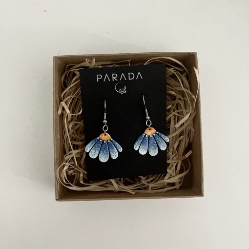 náušnice visací Modrá květina